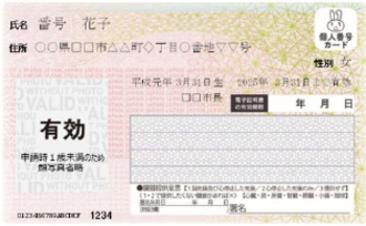 イラスト:1歳未満の方のマイナンバーカード表面(イメージ)
