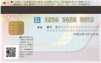 イラスト:1歳未満の方のマイナンバーカード裏面(イメージ)