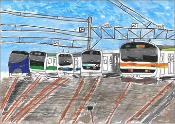 写真:優秀賞 『川越線の集まり』の絵