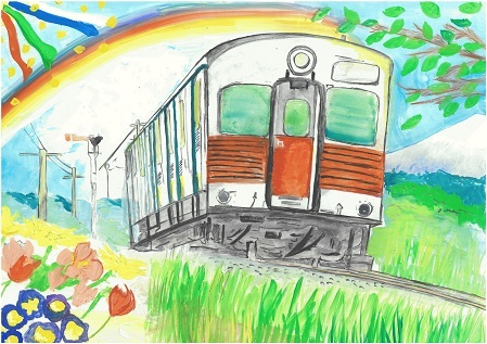 写真:優秀賞 「今も昔もかっこいい!川越線」の絵