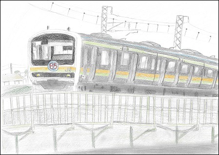 写真:優秀賞 「みんな大好きJR川越線」の絵