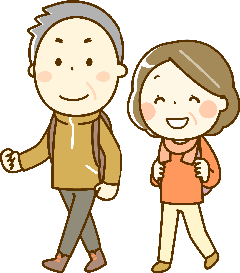 イラスト：ハイキングしている男女