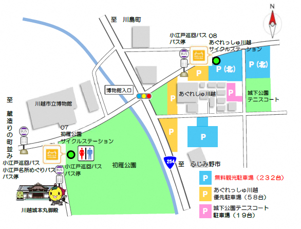 地図：郊外型駐車場周辺案内