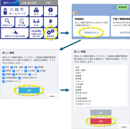 写真：受信設定