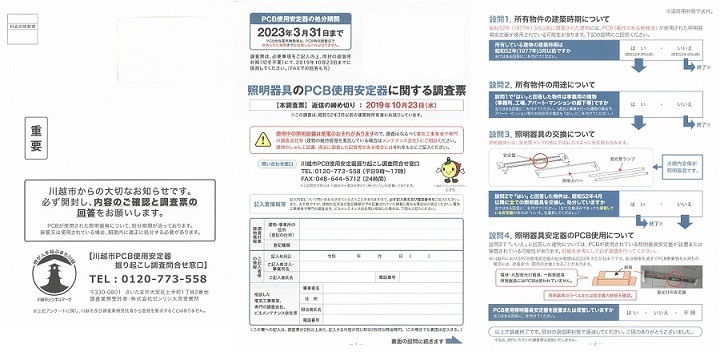写真:発送した封筒(黄緑色)と調査票