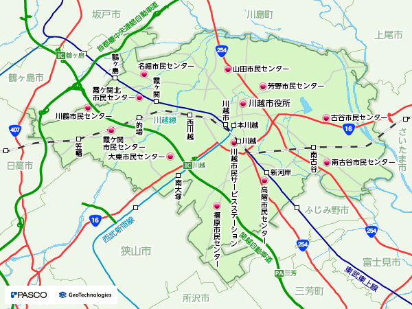 地図:市民センター・連絡所の市内位置図