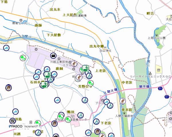 地図：サンライフ川越・芳野台体育館