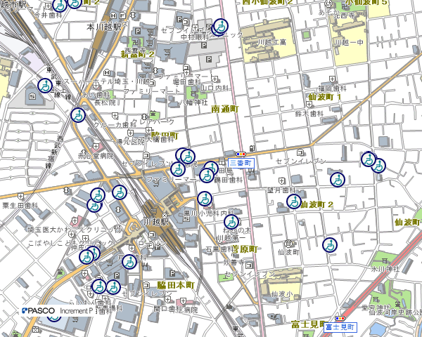 イラスト：川越駅東口老人憩いの家（クラッセ内）の地図