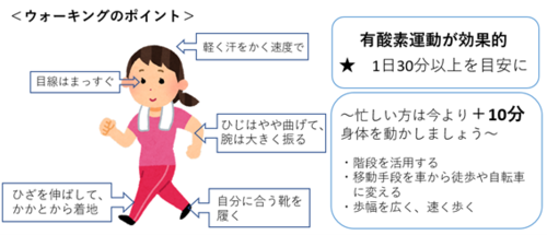ウォーキングのポイント（イラスト）