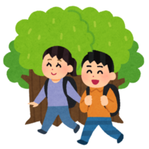 野外を散策する人のイラスト