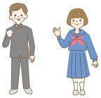イラスト画像：中学生の男女