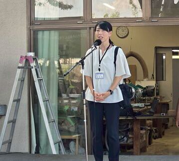 写真：みなのさと・いもの子夏祭りでの市長あいさつの様子