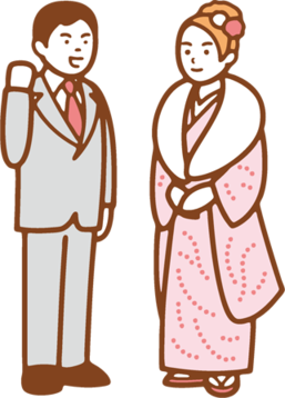 式典に参加している男女のイラスト