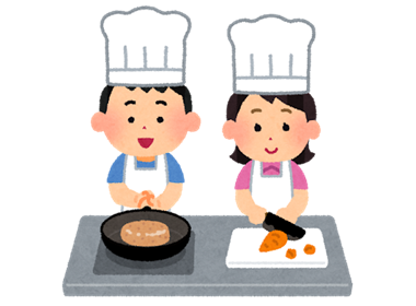 イラスト：子ども2人が料理している様子