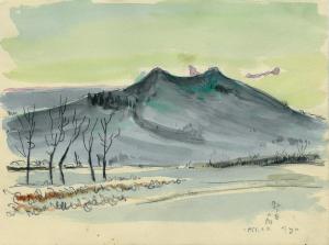 相原求一朗 《北海道旅行スケッチ 駒ヶ岳の朝》 1951年画像