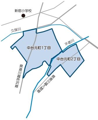 中台元町の区域図